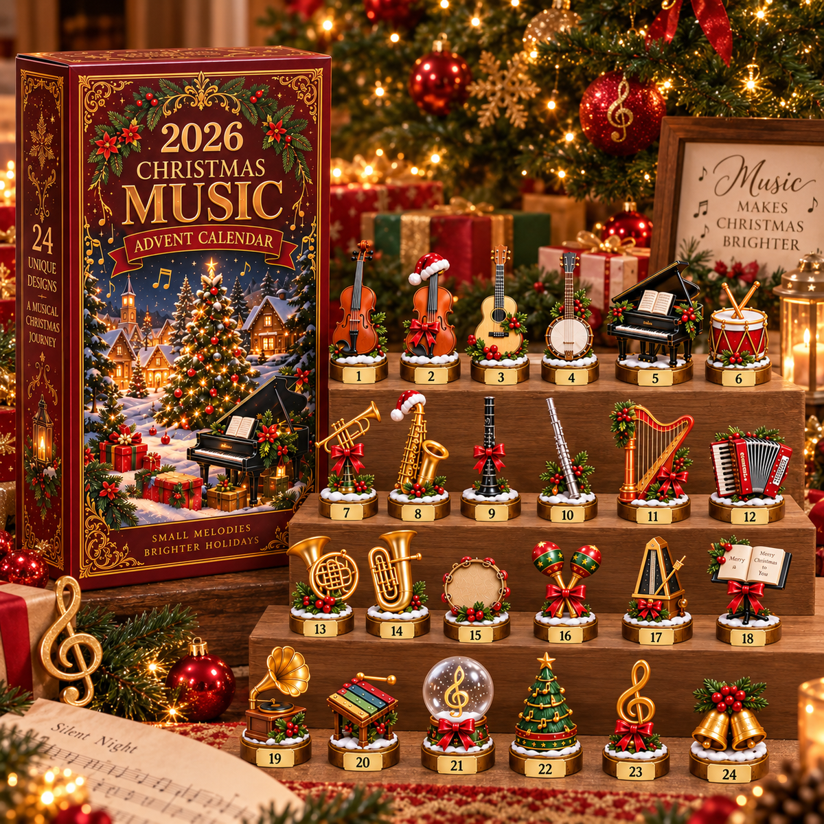 2026 Christmas Music 24-Day Countdown Calendar – Holiday Collectible Gift for Music Lovers