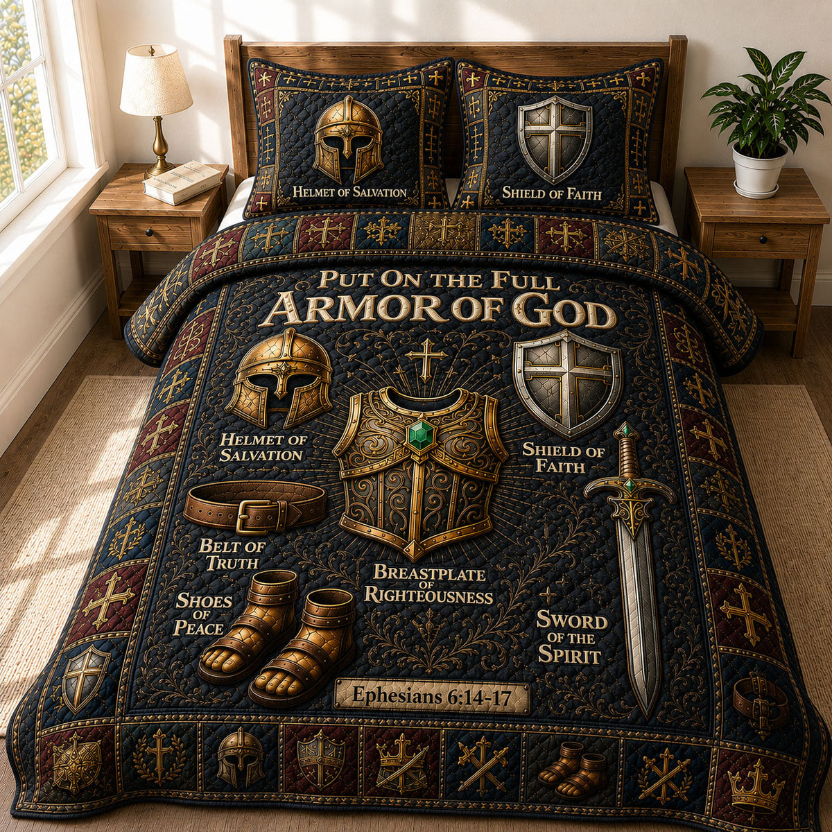 Armor Of God 3-Piece Quilted Bedding Set GFTOHNL639