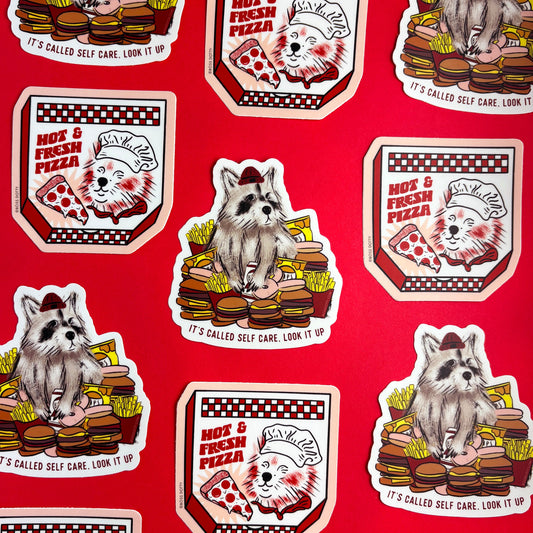 Self Care Raccoon Sticker
