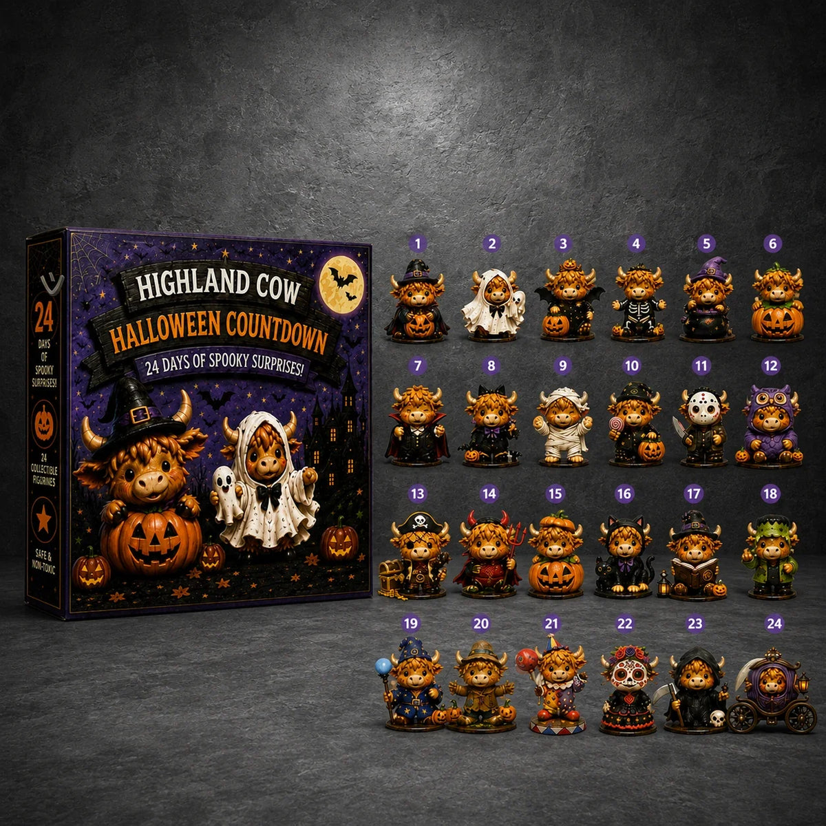 2026 Highland Cow Halloween Advent Calendar - Style 2