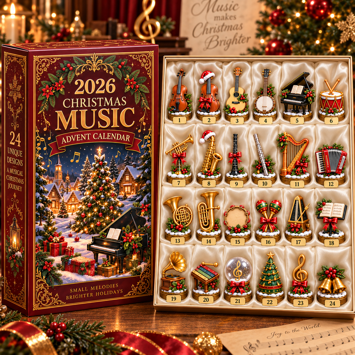 2026 Christmas Music 24-Day Countdown Calendar – Holiday Collectible Gift for Music Lovers