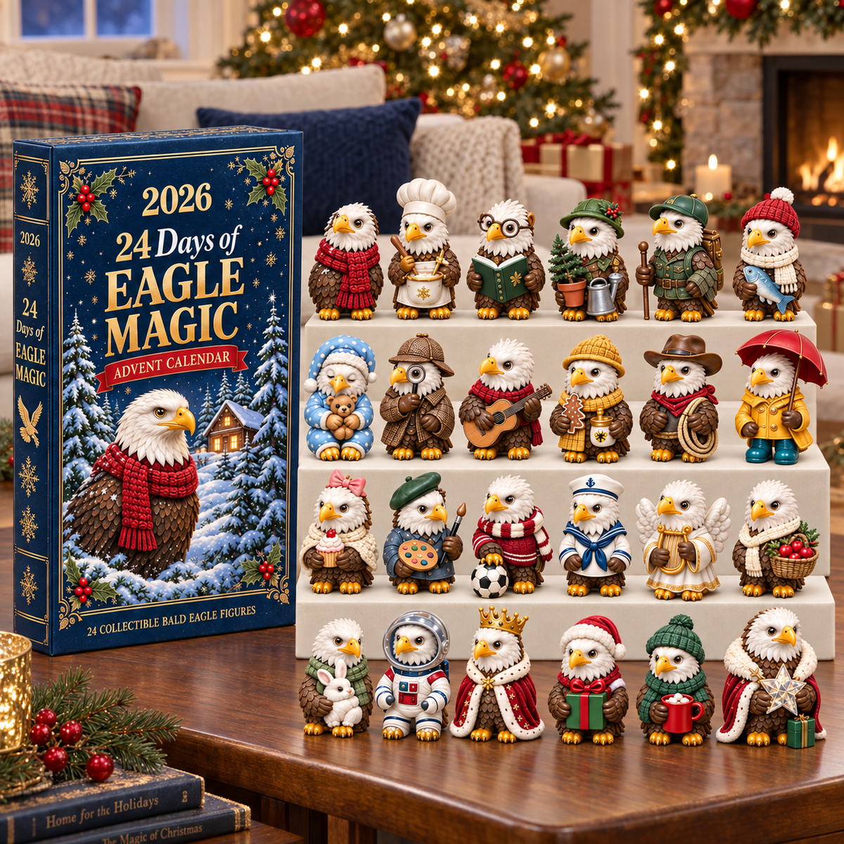 2026 Eagle Magic Advent Calendar – 24 Unique Bald Eagle Figurines for a Magical Christmas Countdown