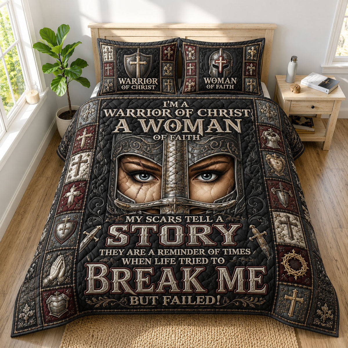 Warrior Of Christ 3-Piece Quilted Bedding Set GFTOHNL646